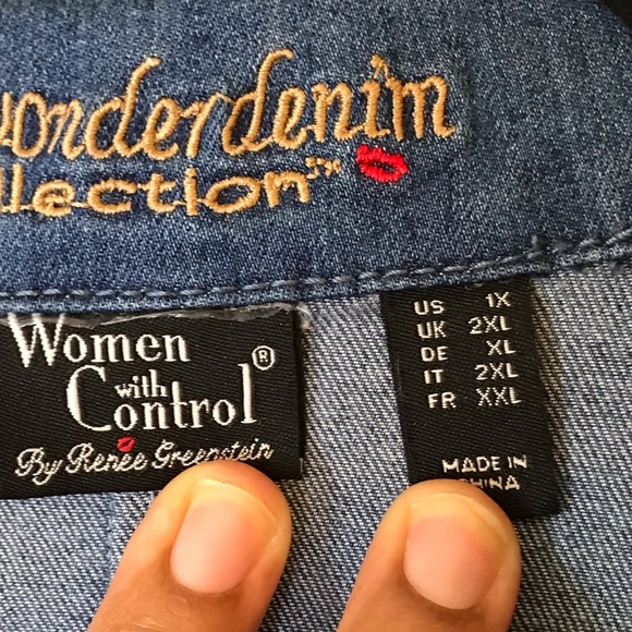 Women with Control My Wonder Denim Overlay Jacket Mid-Blue Size 1X - Picture 13 of 15